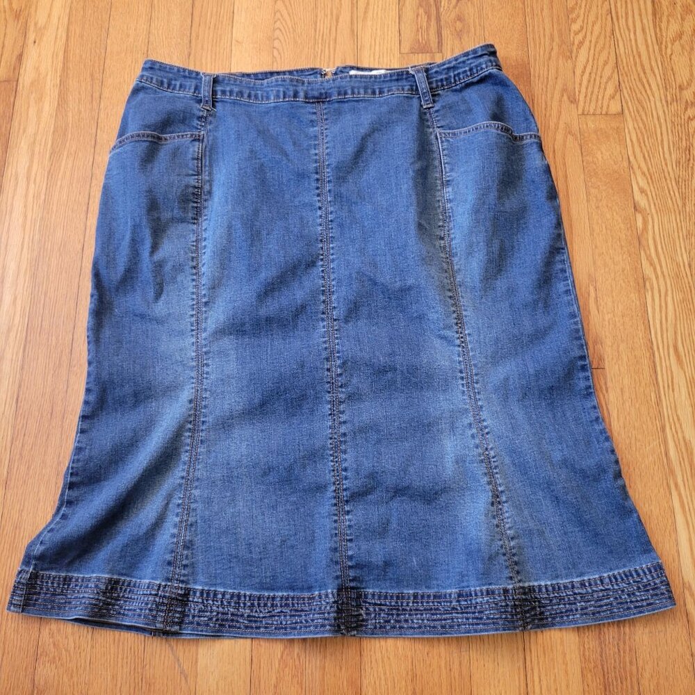 Est 1946 Denim 18W Blue Jean Skirt Pockets Belt‎ Loops Yellowstone